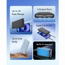 Bateria Externa Oraimo Powerflow B11, 10000mah, 15w, 3 Puertos (usb-a/type-c), Azul Elemental, Anifast